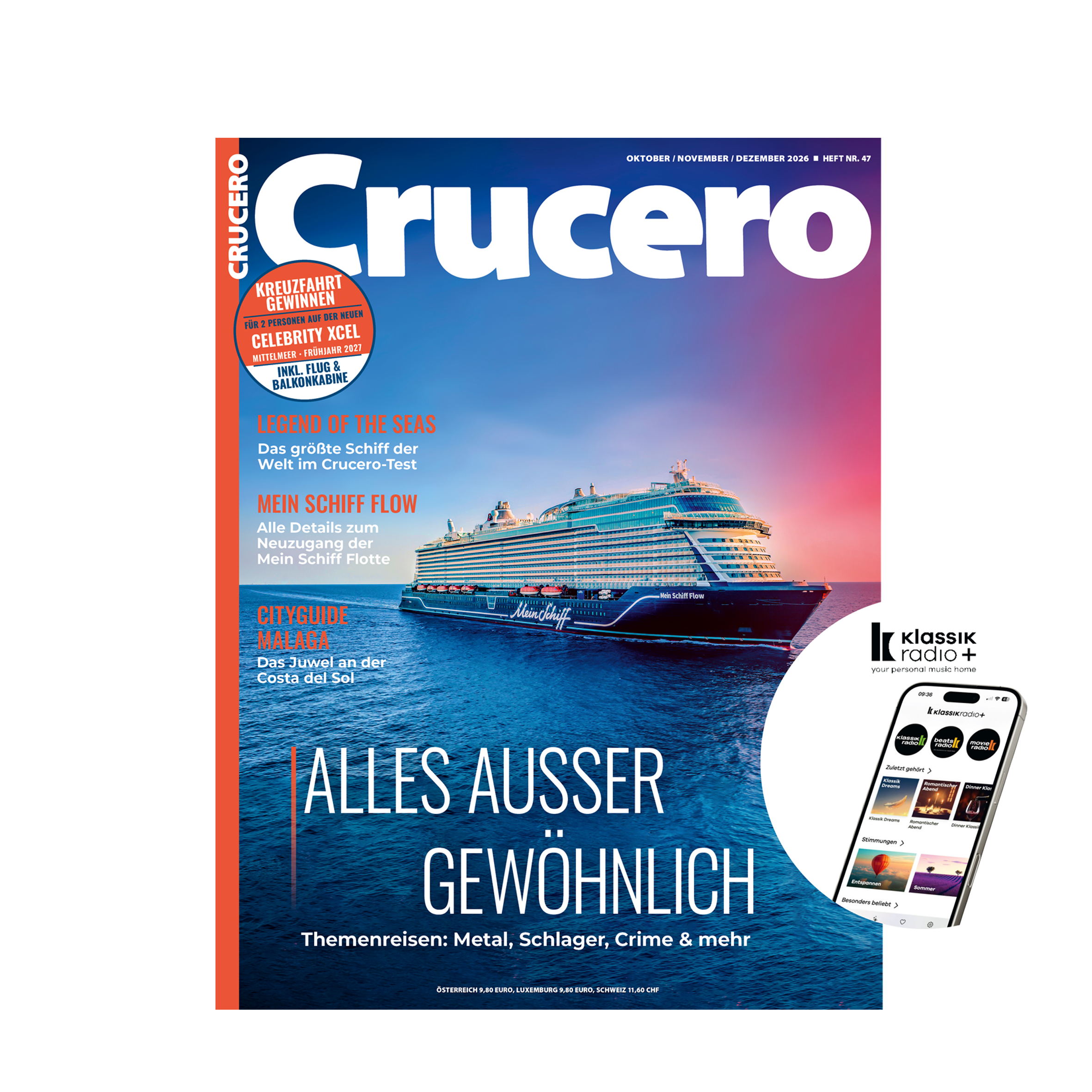 CRUCERO Abo – 4 Ausgaben plus 2 Monate Klassik Radio Plus Premium